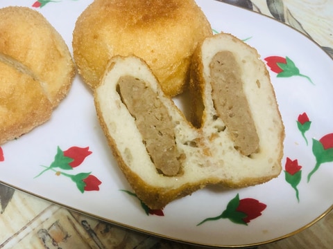 冷凍パン生地使用♪ハンバーグ揚げパン
